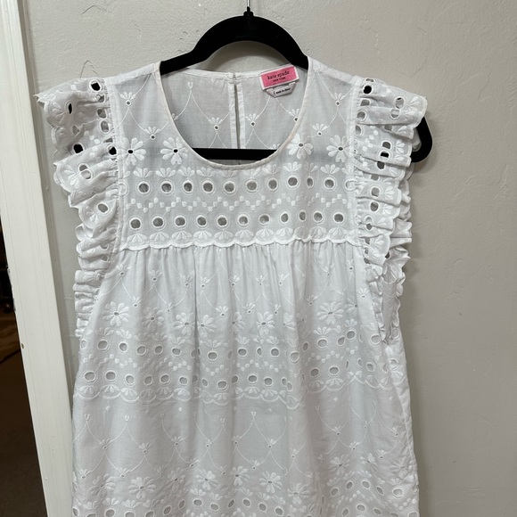 Kate Spade White Eyelet Ruffle Blouse - Picture 3 of 4